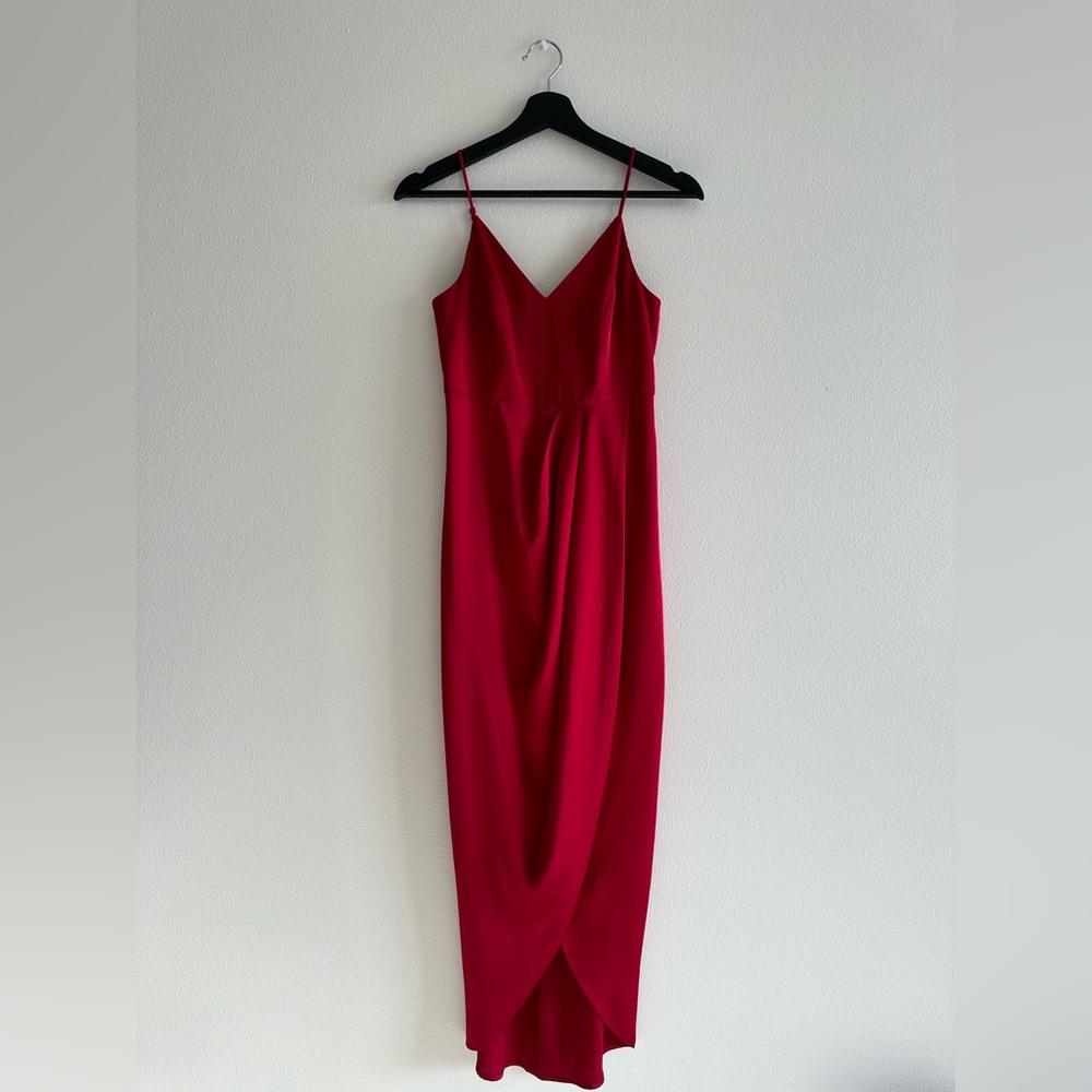 Express - High Slit Maxi Dress in Red 0